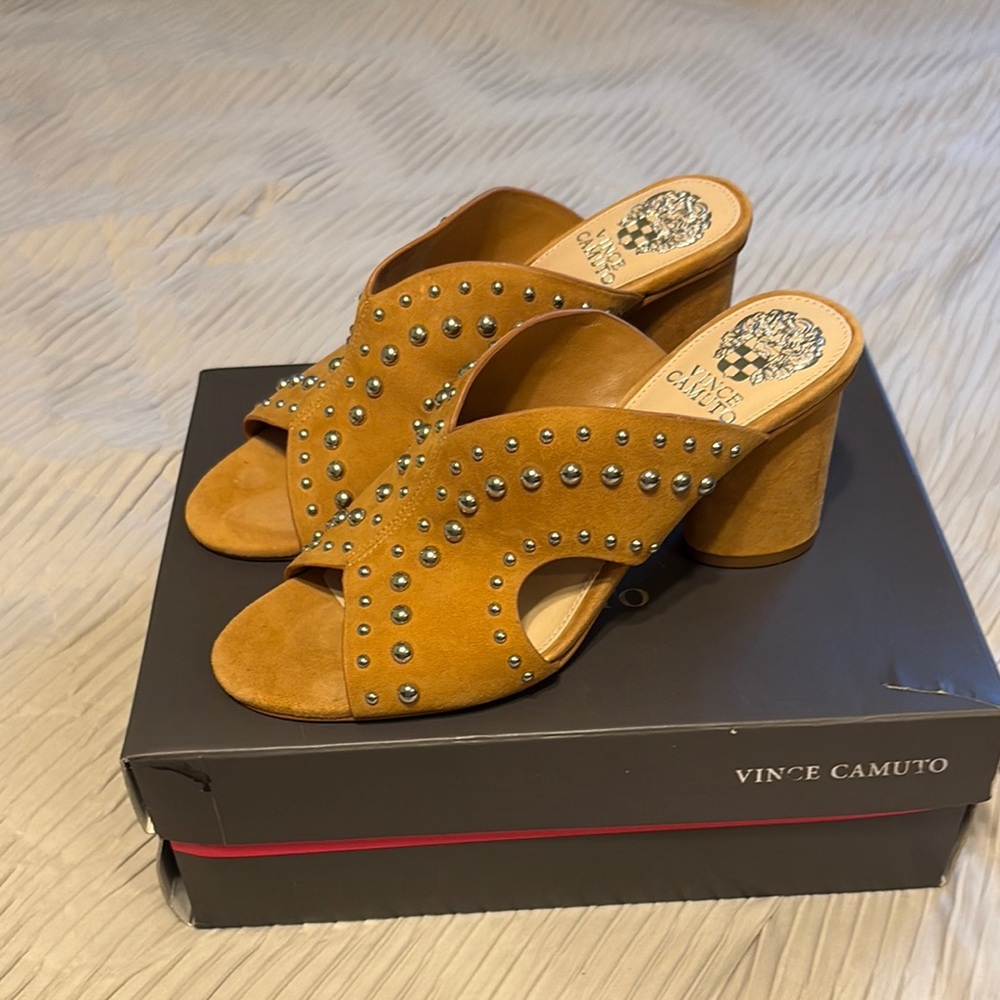 Vince Camuto Tan Studded Women's Mules
